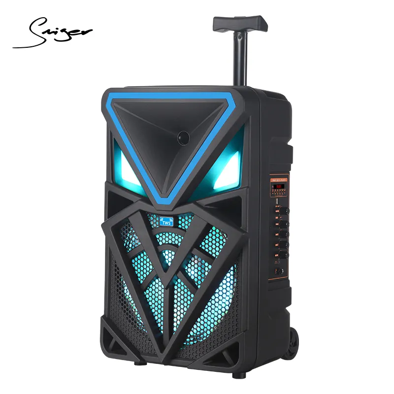 Professional Wheels Portable Party Speaker 12 Inch Big Portable Trolley Super Man Speaker