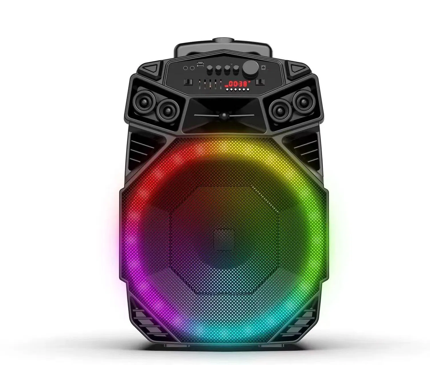 Super Large 18 Inch Two Way Woofer Karaoke Speakers with Attractive Light Bluetooth Wireless Trolley Speaker