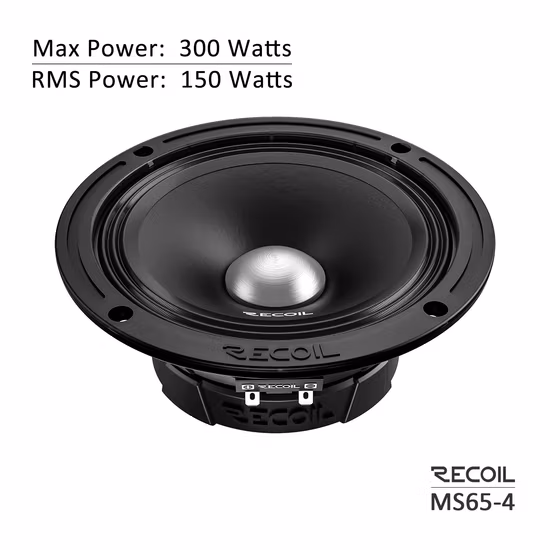 Edge Ms65-4 6.5-Inch Midrange PRO Audio Car Speaker, 300 Watts Max, 150 Watts RMS 4-Ohm, 1.5-Inch High-Temperature Kapton Voice Coil, Premium Car Speaker